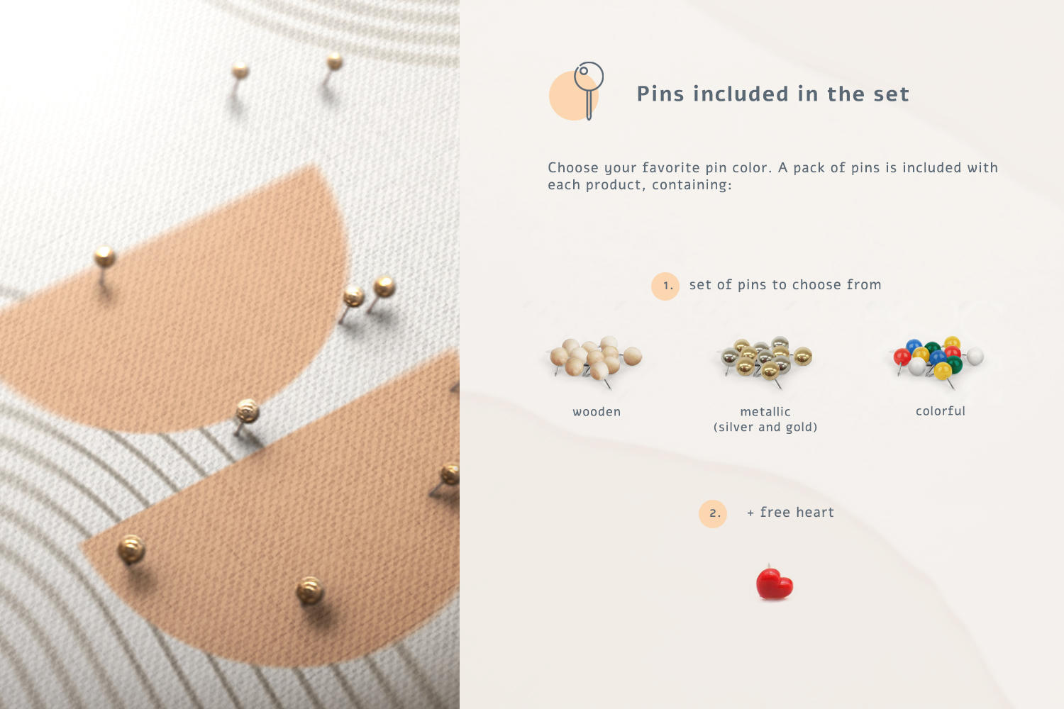 Push pins included in the package