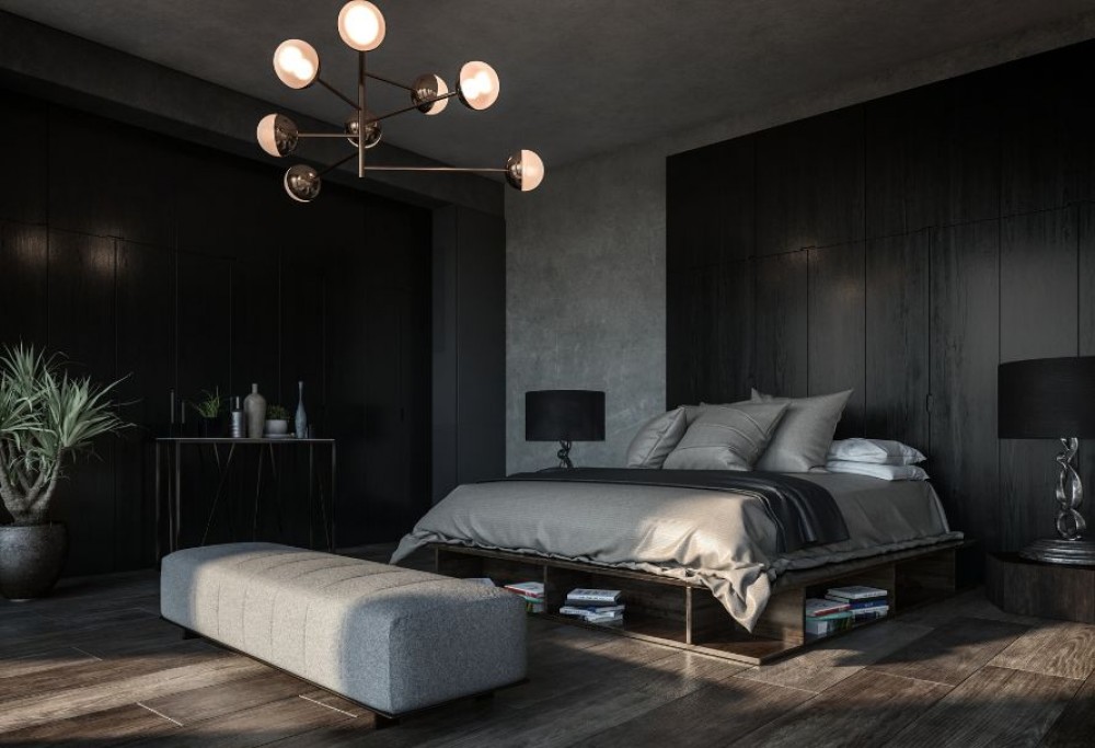 What to combine black walls with?